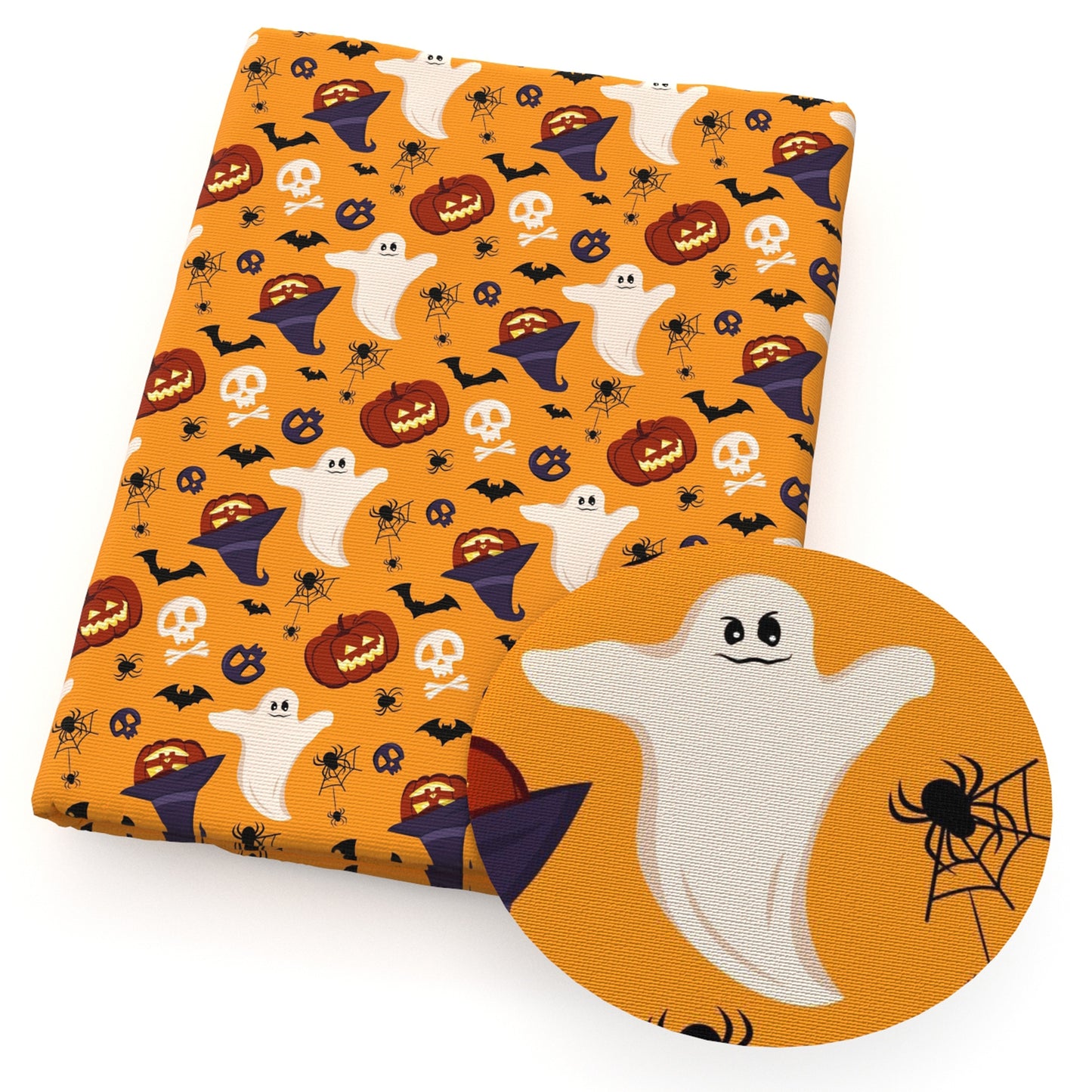 pumpkin caphat skull ghost skeleton bones spiderspider web halloween fabric