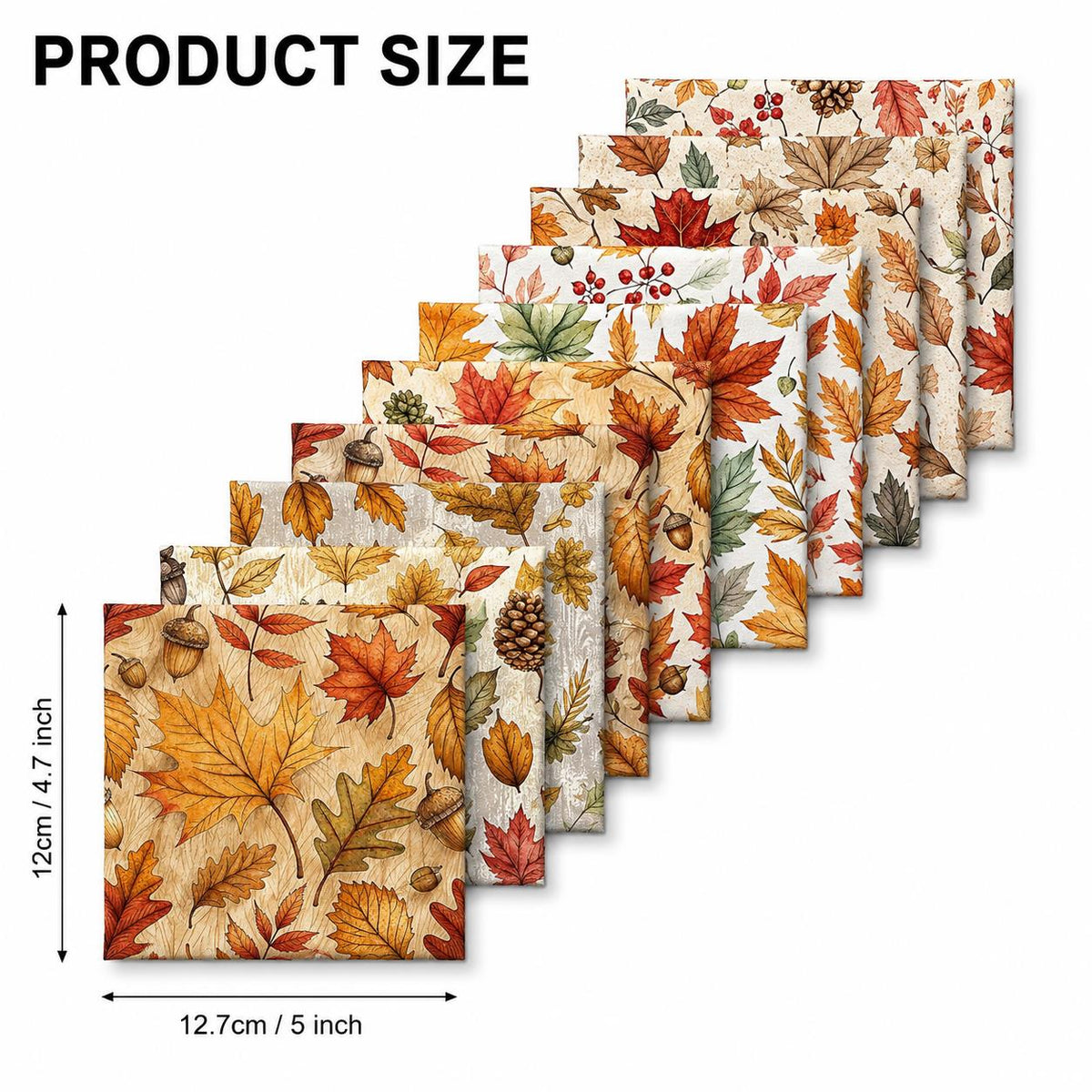 10Pc/Set Fall Autumn Series Maple Leaf Pinecones Fat Quarter Fabric, Pre-Cut Square Fabric Assort, Fabric Set, Craft Fabric, Handmade DIY Patchwork Fabric,Home Quilting Sewing Fabric, Packaging Fabric, Scrapbooking Craft Hobbyist