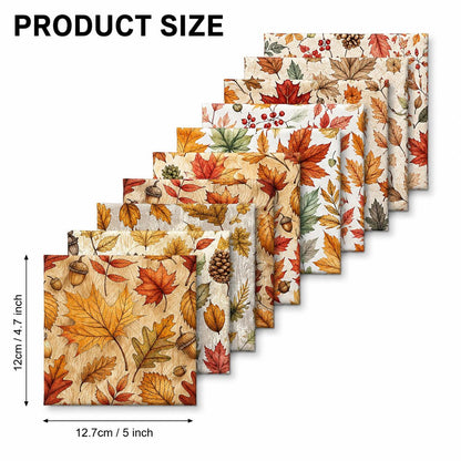 10Pc/Set Fall Autumn Series Maple Leaf Pinecones Fat Quarter Fabric, Pre-Cut Square Fabric Assort, Fabric Set, Craft Fabric, Handmade DIY Patchwork Fabric,Home Quilting Sewing Fabric, Packaging Fabric, Scrapbooking Craft Hobbyist