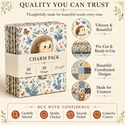 10Pc/Set Flower Hedgehog Series Strawberry Ladybug MushroomFat Quarter Fabric, Pre-Cut Square Fabric Assort, Fabric Set, Craft Fabric, Handmade DIY Patchwork Fabric,Home Quilting Sewing Fabric, Packaging Fabric, Scrapbooking Craft Hobbyist