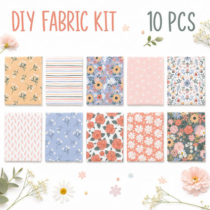 10pcs Charm Pack Set Floral Pattern Vintage Style Handmade DIY with Rich Color and Texture Elements 100% Polyester Patchwork in 10 Design Styles Suitable for Patchwork DIY Craft Projects DIY Wallet Making Gift Giving Bag Making Mother's Day Gift