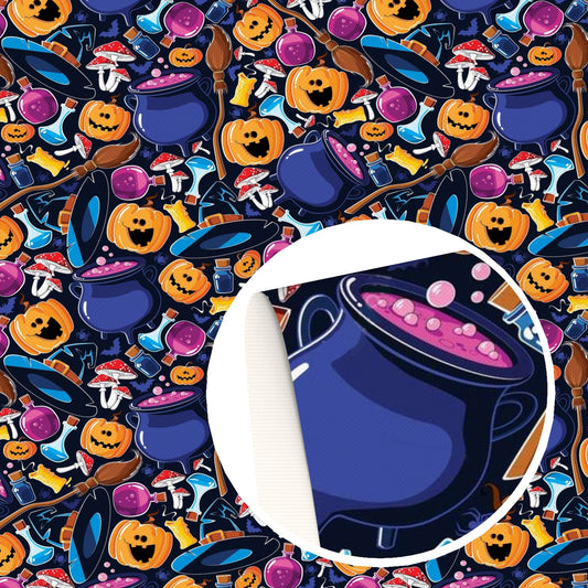 halloween pumpkin mushroom broom fabric