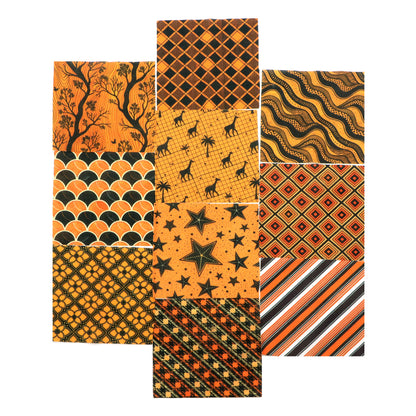 10Pc/Set Orange Autumn Series Flower Star Deer Plaid Fat Quarter Fabric, Pre-Cut Square Fabric Assort, Fabric Set, Craft Fabric, Handmade DIY Patchwork Fabric,Home Quilting Sewing Fabric, Packaging Fabric, Scrapbooking Craft Hobbyist