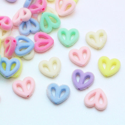 10Pcs Hollow Love Heart Acrylic Beads Plain Solid Color Loose Spacer Beads for DIY Jewelry Making Accessories DIY Bracelet Necklace Chain Earrings Charm Bangle Decors Craft Pen Supplies Festive Decorations