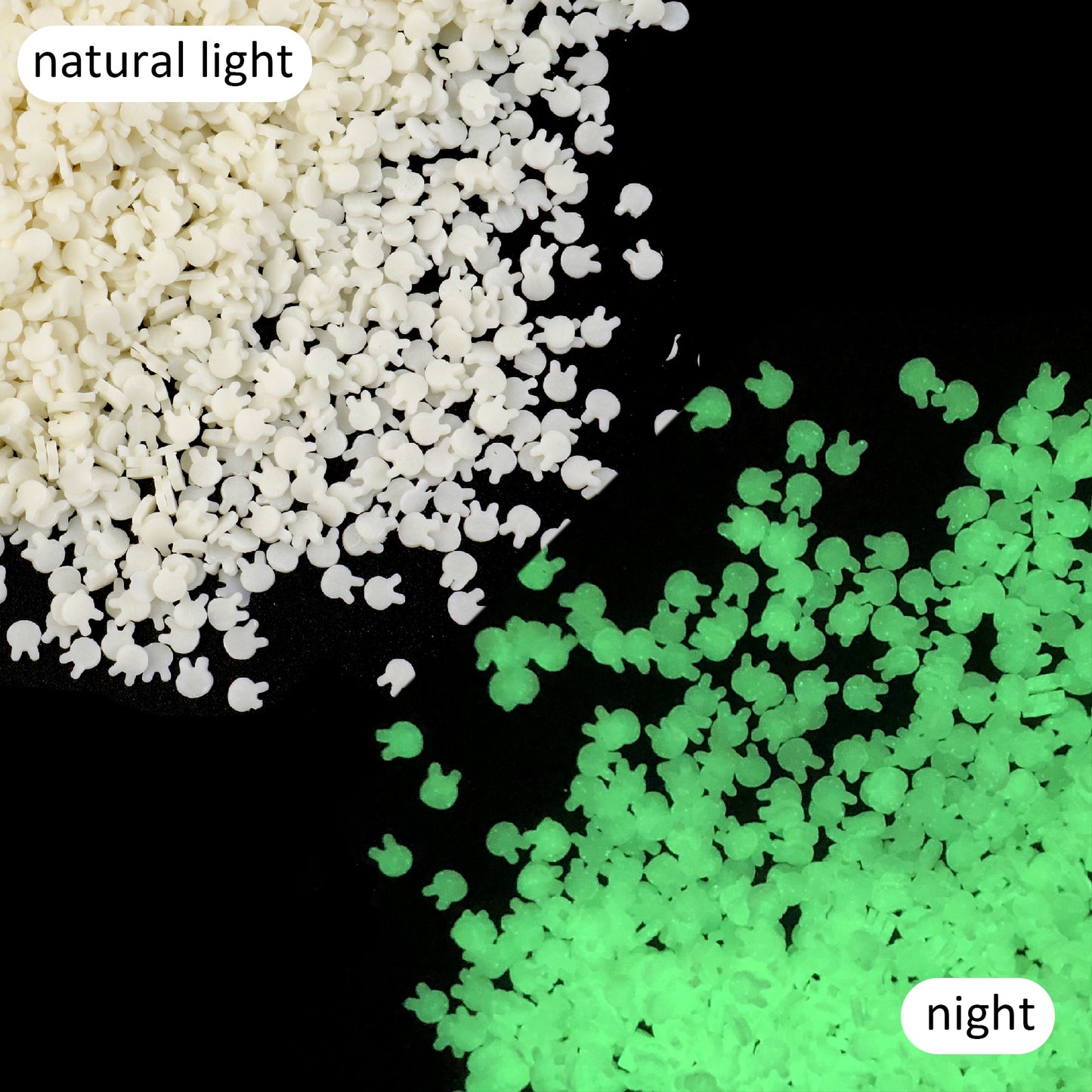 10g/pack Glow in the Dark Festive Nail Art Polymer Clay Slices - Blossom Flower Rabbit Bunny Shaped,Unscented - Slime Charms for Resin, Lip Gloss DIY, Nail Art & Crafts,Easter Decorations