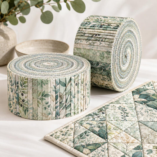 10pcs Vintage Floral Leaf Pattern Jelly Roll Fabric Strips 2.5X19.7inch Pre-Cut 100% Polyester For Patchwork Quilts, Table Runners, Placemats, Tote Bags, Storage Pouches, Makeup Bags, Coasters, Quilt Blocks & Binding