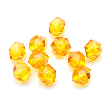 20Pcs Acrylic Transparent Hexagonal Beads Imitation Crystal Beads Loose Beads Diy Handmade Beaded Mobile Phone Chain Bracelet Necklace Making Jewelry Accessories