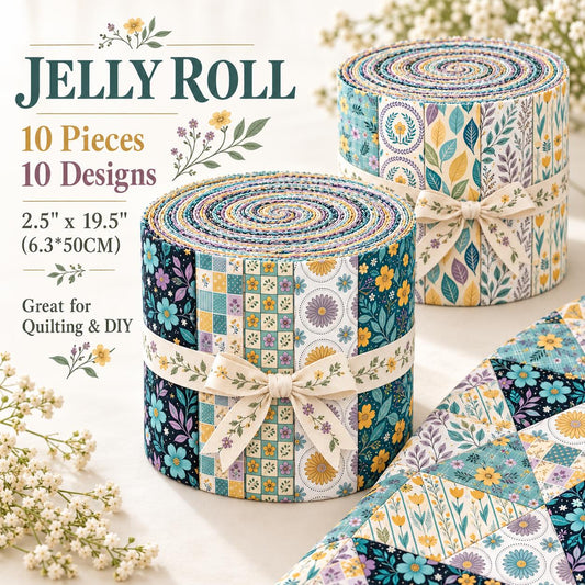 10pcs Vintage Floral Pattern Jelly Roll Fabric Strips 2.5X19.7inch Pre-Cut 100% Polyester For Patchwork Quilts, Table Runners, Placemats, Tote Bags, Storage Pouches, Makeup Bags, Coasters, Quilt Blocks & Binding Mother'S Day Gift