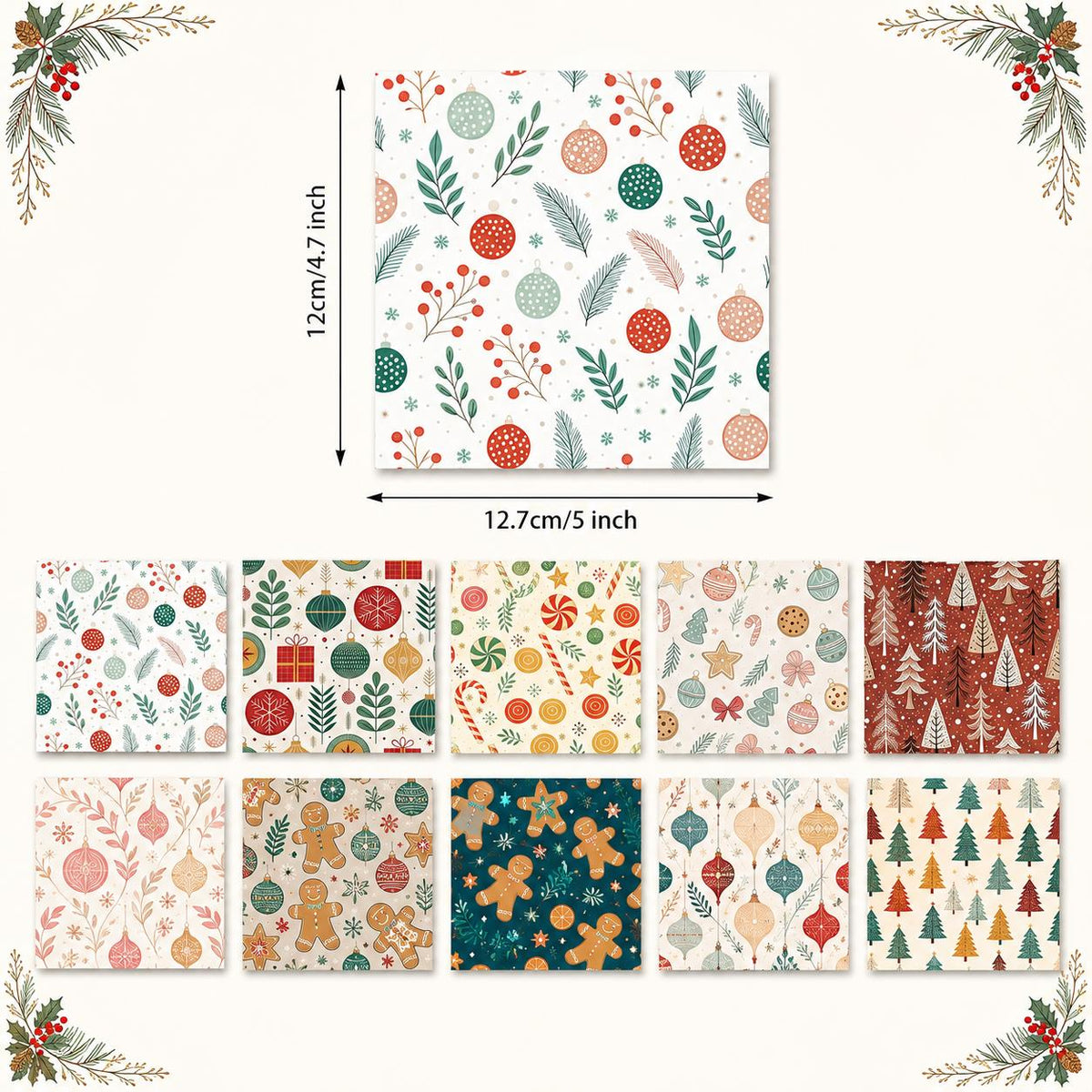10Pc/Set Christmas Series Bowknot Heart Star Candy Crutch Fat Quarter Fabric, Pre-Cut Square Fabric Assort, Fabric Set, Craft Fabric, Handmade DIY Patchwork Fabric,Home Quilting Sewing Fabric, Packaging Fabric, Scrapbooking Craft Hobbyist
