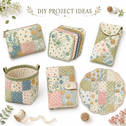 10pcs Charm Pack Set Floral Pattern 100% Polyester Patchwork in 10 Design Styles, Ready-to-Sew Without Cutting, Suitable For Patchwork Wallet Making Gift Giving Tote Bags Coasters DIY Craft Projects For Mother's Gift