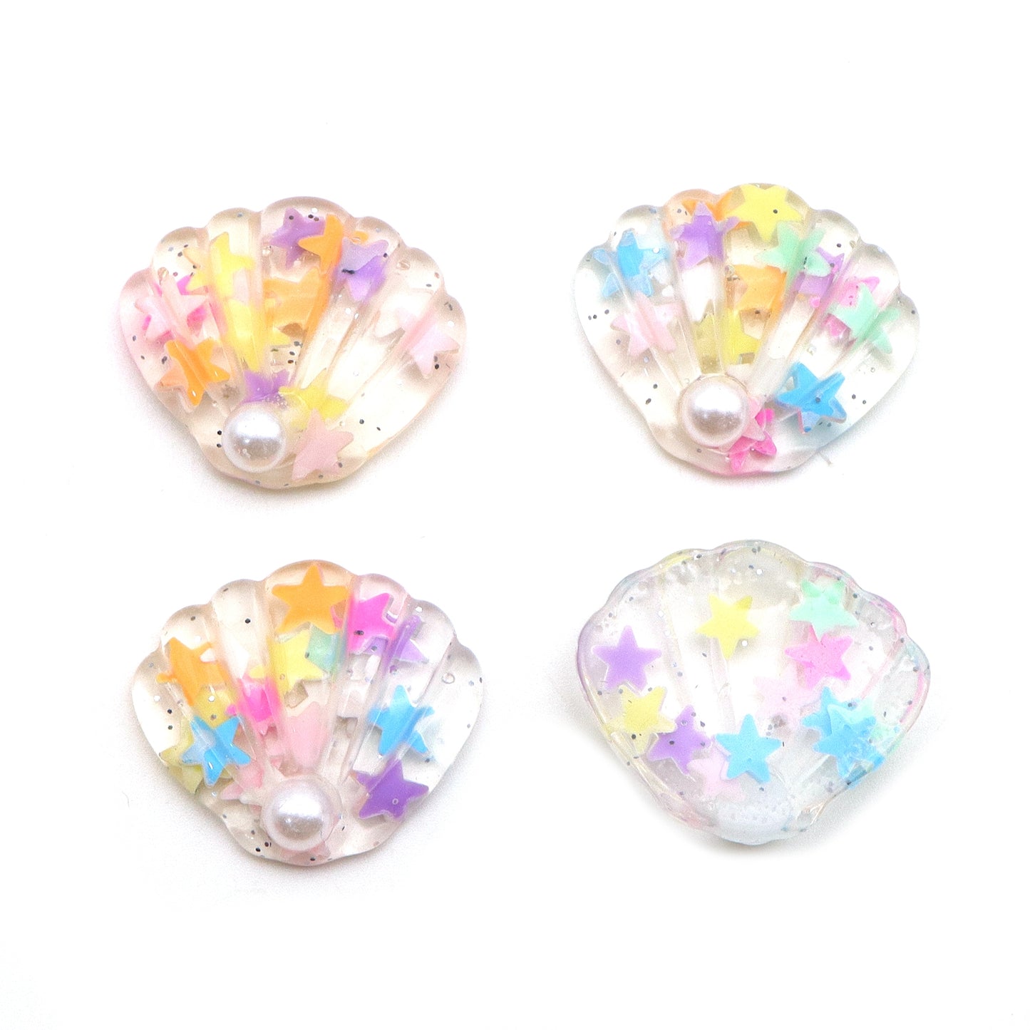 5Pcs Sequin Star Shell With Pearl Resin Charms with Flatbacks - Ideal for DIY Crafts, Jewelry, Phone Cases, Hair Accessories, Cups, Nail Art, and Stationery Decorations