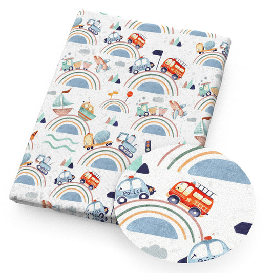 rainbow sailboat plane policepolicemanpolice car fire truckfire fabric