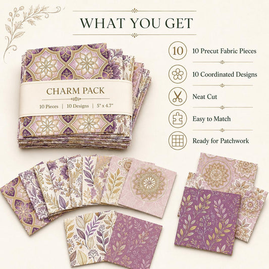 10Pc/Set Flower Purple Series Leaves Fat Quarter Fabric, Pre-Cut Square Fabric Assort, Fabric Set, Craft Fabric, Handmade DIY Patchwork Fabric,Home Quilting Sewing Fabric, Packaging Fabric, Scrapbooking Craft Hobbyist