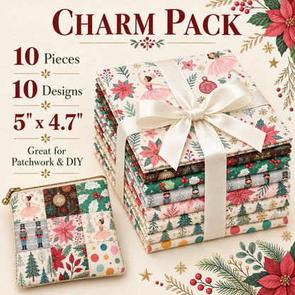 10Pc/Set Christmas Series Flower Ballet Tree Holly Fat Quarter Fabric, Pre-Cut Square Fabric Assort, Fabric Set, Craft Fabric, Handmade DIY Patchwork Fabric,Home Quilting Sewing Fabric, Packaging Fabric, Scrapbooking Craft Hobbyist