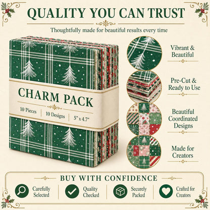 10Pc/Set Christmas Series Dot Stripe Plaid Tree Holly Crutch Fat Quarter Fabric, Pre-Cut Square Fabric Assort, Fabric Set, Craft Fabric, Handmade DIY Patchwork Fabric,Home Quilting Sewing Fabric, Packaging Fabric, Scrapbooking Craft Hobbyist