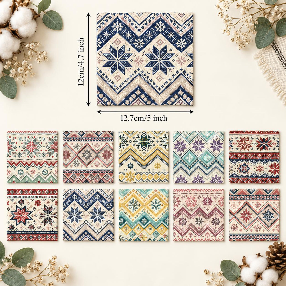 10Pc/Set Christmas Flower Stripe Series Fat Quarter Fabric, Pre-Cut Square Fabric Assort, Fabric Set, Craft Fabric, Handmade DIY Patchwork Fabric,Home Quilting Sewing Fabric, Packaging Fabric, Scrapbooking Craft Hobbyist