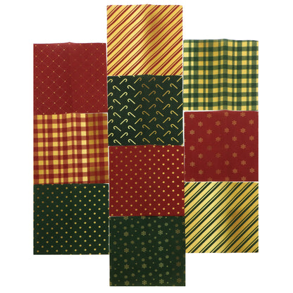 10Pc/Set Christmas Series Plaid Stripe Crutch Fat Quarter Fabric, Pre-Cut Square Fabric Assort, Fabric Set, Craft Fabric, Handmade DIY Patchwork Fabric,Home Quilting Sewing Fabric, Packaging Fabric, Scrapbooking Craft Hobbyist
