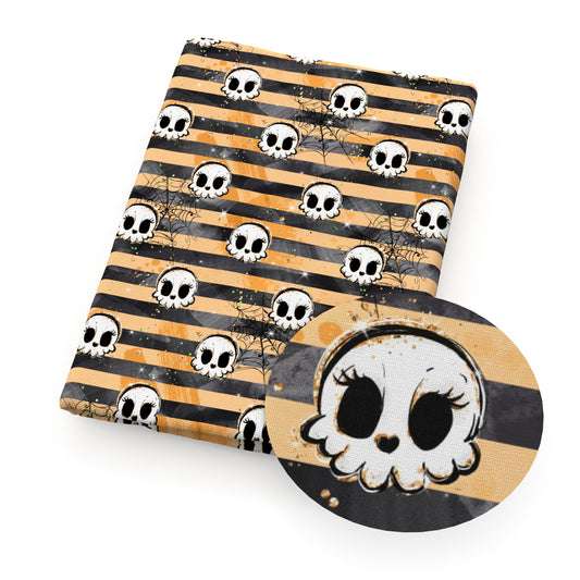 stripe halloween skull ghost skeleton bones spiderspider web fabric