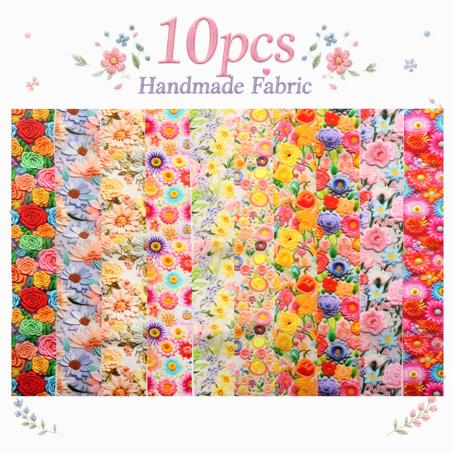 Floral Jelly Roll Quilt Fabric - 10pcs 2.5x19 Inch Polyester Strips For Sewing, Patchwork & Crafting - Precut Fabric Set For DIY Quilting, Table Runners, Storage Pouches, Makeup Bags & Home Decor, Mother'S Day Gift, Birthday Gift For Mom