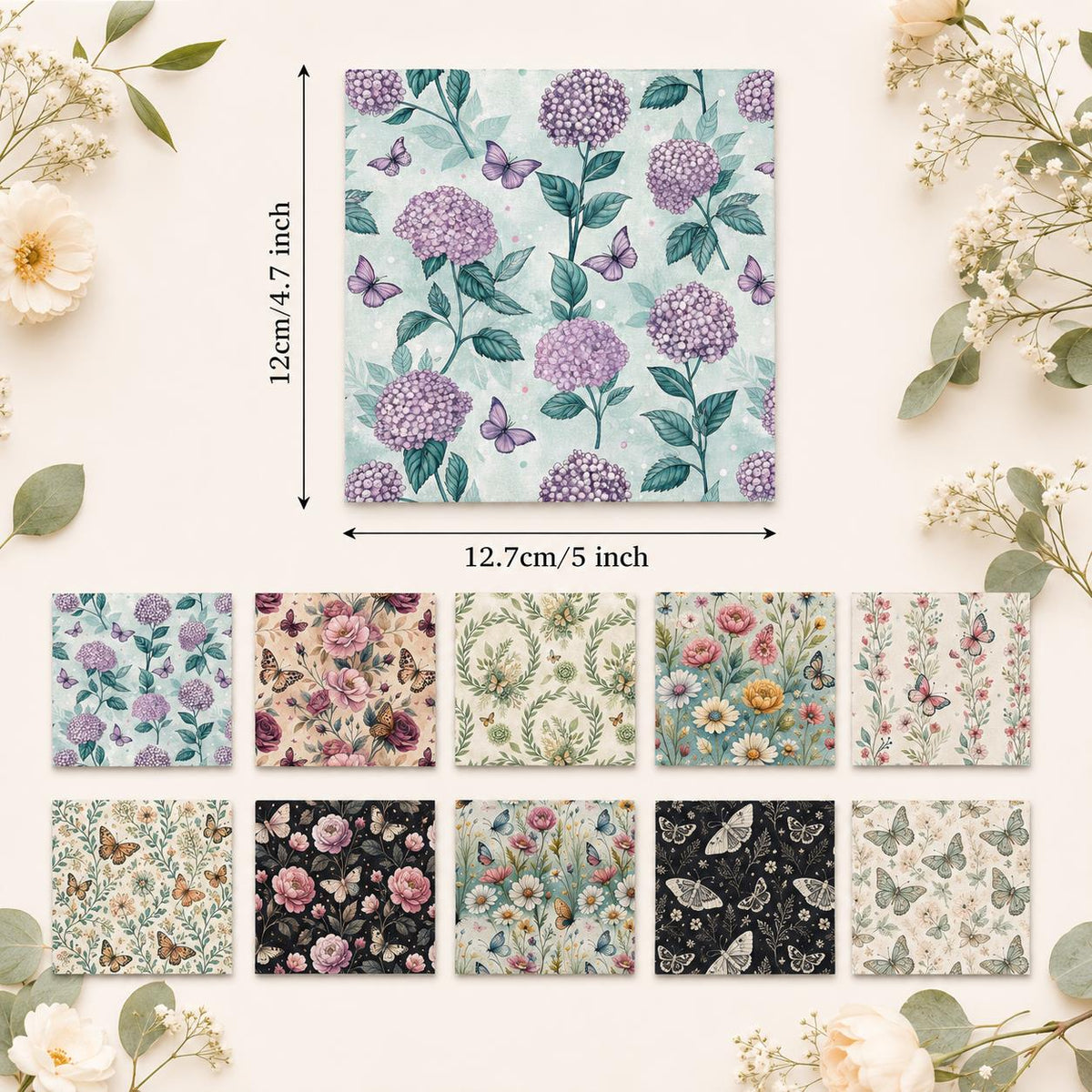 10Pc/Set Flower Series Rose Butterfly Fat Quarter Fabric, Pre-Cut Square Fabric Assort, Fabric Set, Craft Fabric, Handmade DIY Patchwork Fabric,Home Quilting Sewing Fabric, Packaging Fabric, Scrapbooking Craft Hobbyist
