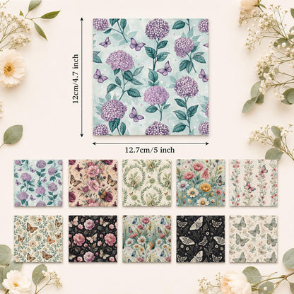 10Pc/Set Flower Series Rose Butterfly Fat Quarter Fabric, Pre-Cut Square Fabric Assort, Fabric Set, Craft Fabric, Handmade DIY Patchwork Fabric,Home Quilting Sewing Fabric, Packaging Fabric, Scrapbooking Craft Hobbyist