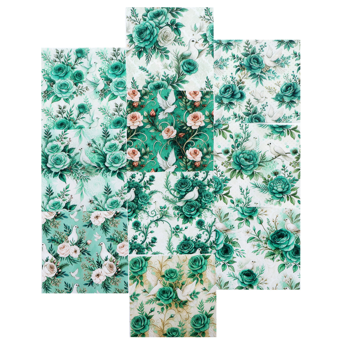 10Pc/Set Flower Green Series Fat Quarter Fabric, Pre-Cut Square Fabric Assort, Fabric Set, Craft Fabric, Handmade DIY Patchwork Fabric,Home Quilting Sewing Fabric, Packaging Fabric, Scrapbooking Craft Hobbyist