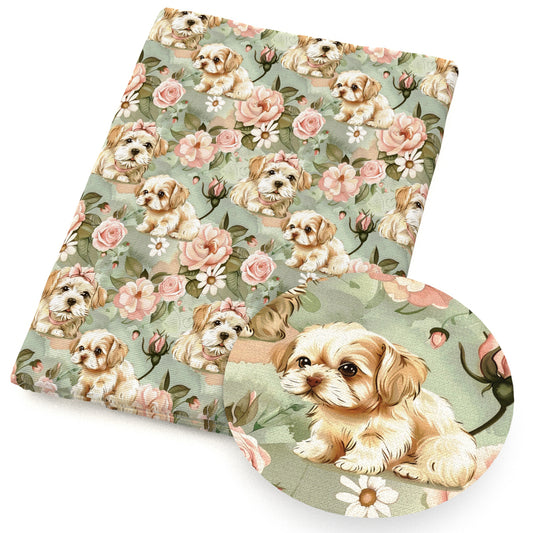 flowerfloral dogpuppy fabric