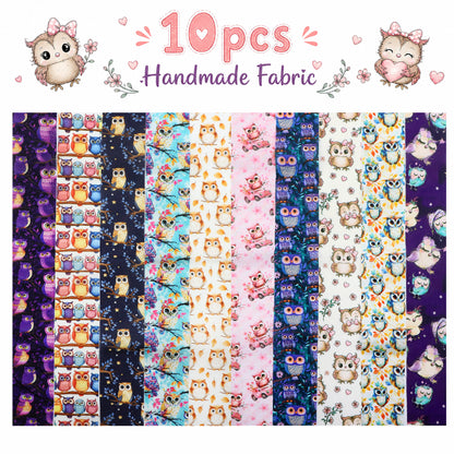 10Pc/Set, Making 10 Images 1pc Each, Each Size: 6.3*50cm Owl Animal Series Sliced Fabric Set Style Combination, Polyester Jelly Roll Fabric Strips, Pre-Cut Quilting Squares, For Quilting DIY, Handicrafts And Sewing, Blankets, Rugs, Interior Decoration