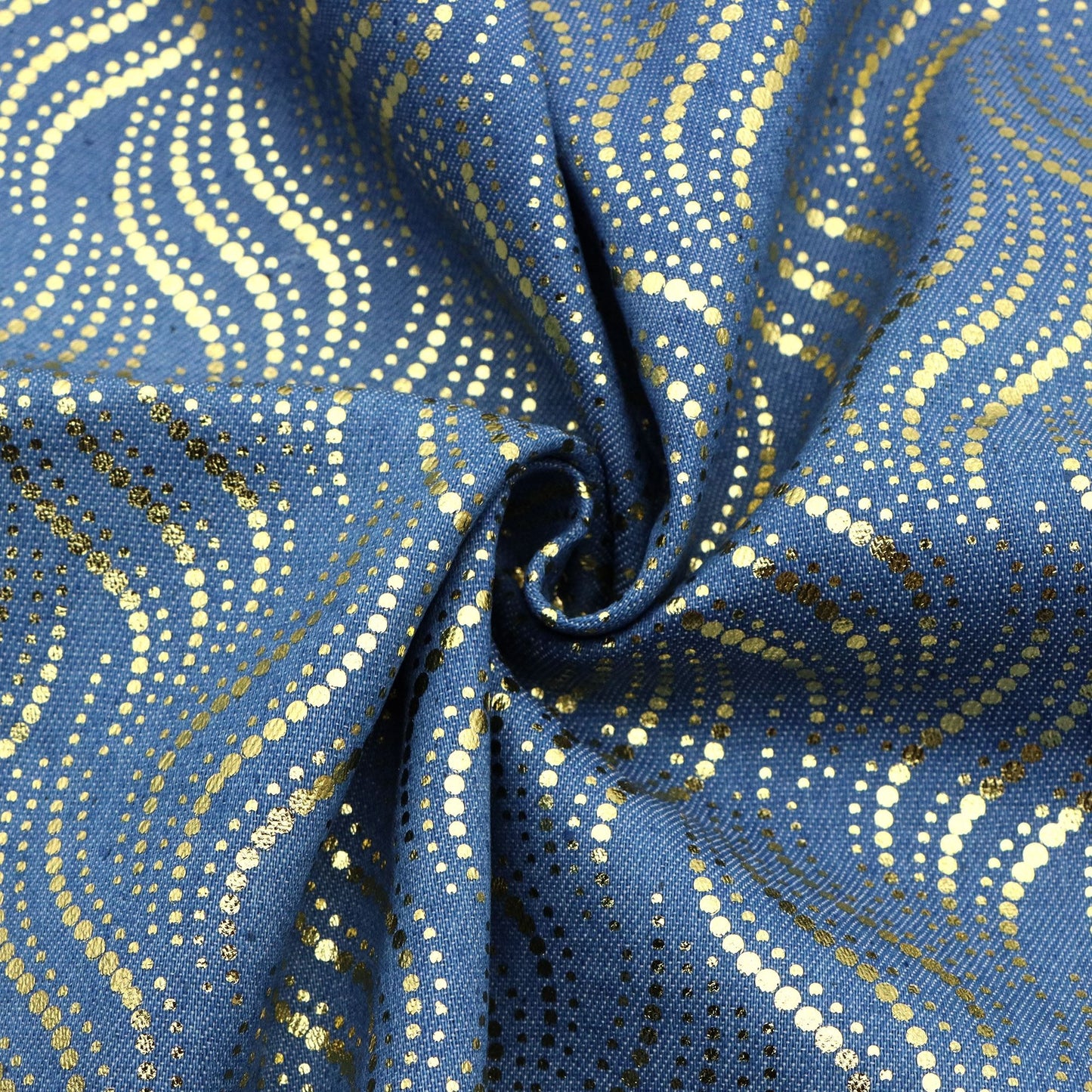 1Pc Golden Hot Stamping dot wave Pre-Washed stripe Denim Fabric - 59x19.68inch(150x50cm)  DIY Crafts Projects, DIY Wallet Making