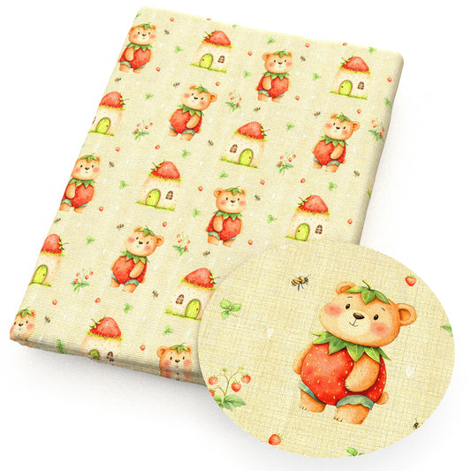 heart love leaf leaves tree strawberry house fabric