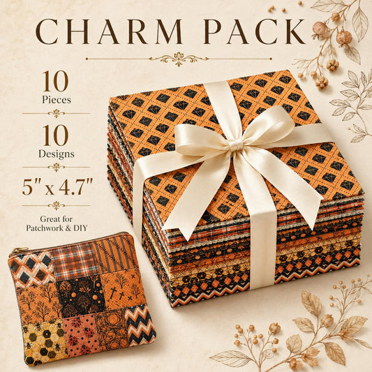 10Pc/Set Autumn Orange Series Ladybug Stripe Bee Dot Hexagon Fat Quarter Fabric, Pre-Cut Square Fabric Assort, Fabric Set, Craft Fabric, Handmade DIY Patchwork Fabric,Home Quilting Sewing Fabric, Packaging Fabric, Scrapbooking Craft Hobbyist