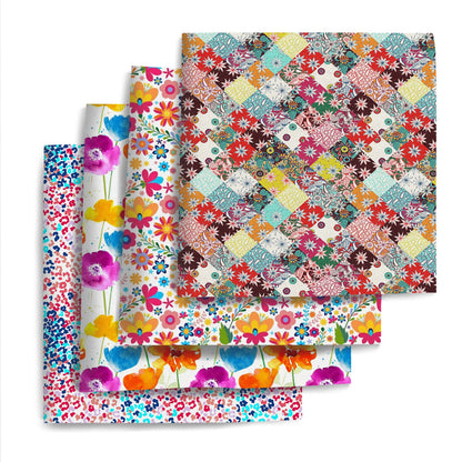 4Pc/set 7.87x7.87inch(20x20cm) flower series Precut Quilting Fabric Fat Quarter Fabric Bundle