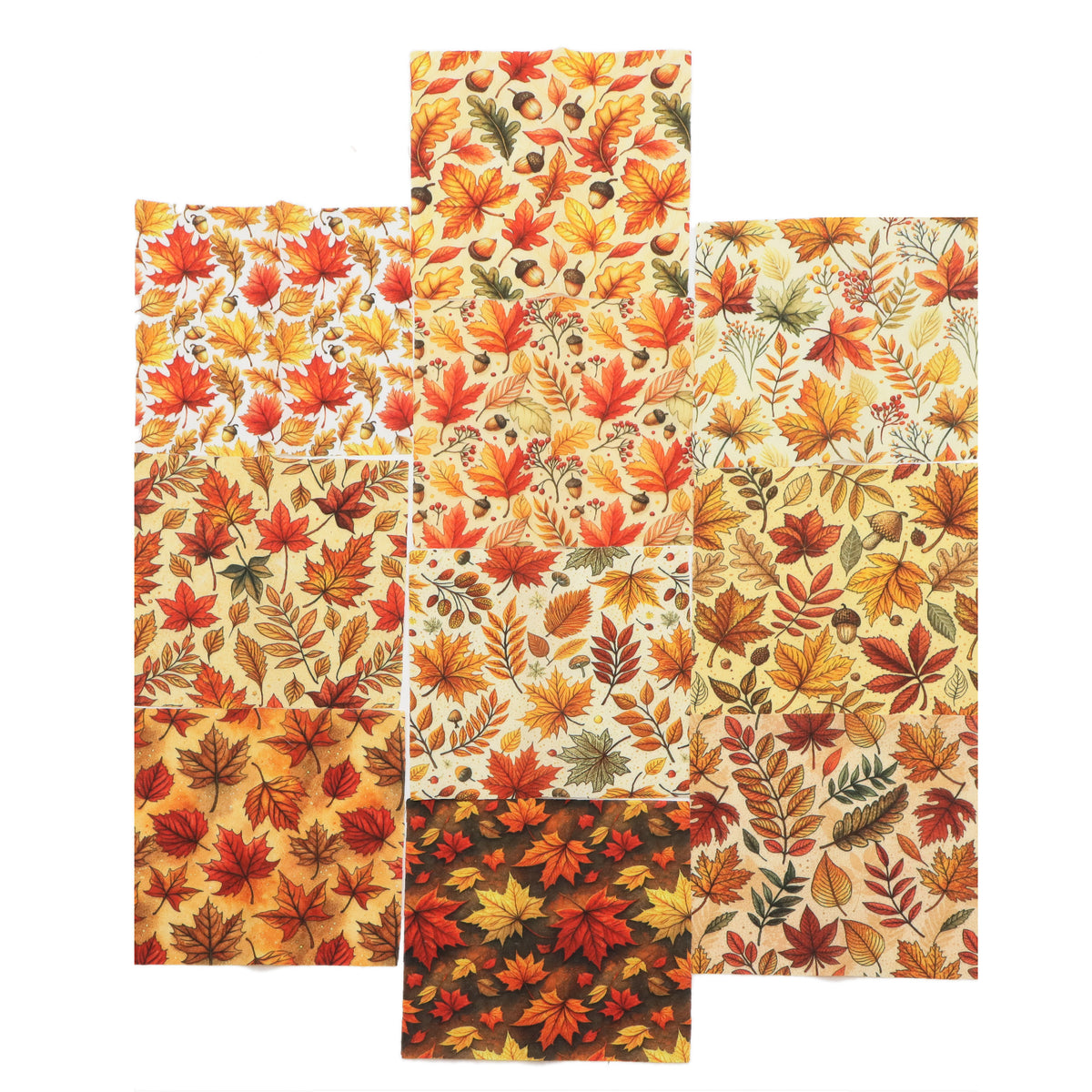 10Pc/Set Fall Autumn Series Maple Leaf  Pinecones Fat Quarter Fabric, Pre-Cut Square Fabric Assort, Fabric Set, Craft Fabric, Handmade DIY Patchwork Fabric,Home Quilting Sewing Fabric, Packaging Fabric, Scrapbooking Craft Hobbyist