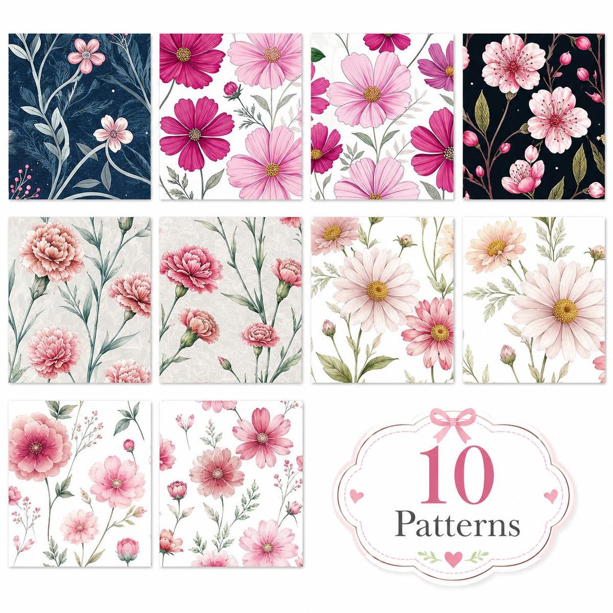 10pcs Vintage Floral Pattern Jelly Roll Fabric Strips 2.5X19.7inch Pre-Cut 100% Polyester For Patchwork Quilts, Table Runners, Placemats, Tote Bags, Storage Pouches, Makeup Bags, Coasters, Quilt Blocks & Binding