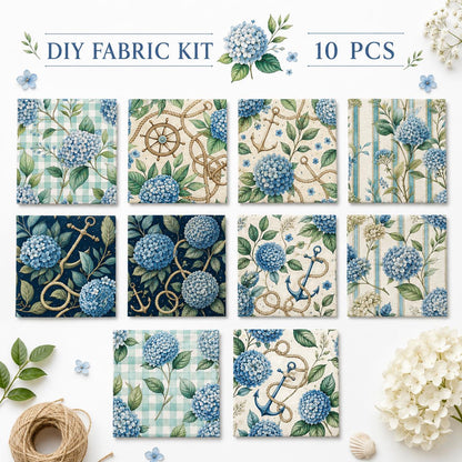 10pcs Charm Pack Set Floral Hydrangea Pattern Vintage Style Handmade DIY with Rich Color and Texture Elements 100% Polyester Patchwork in 10 Design Styles Suitable for Patchwork DIY Craft Projects DIY Wallet Making Gift Giving Bag Making Mother's Day Gift