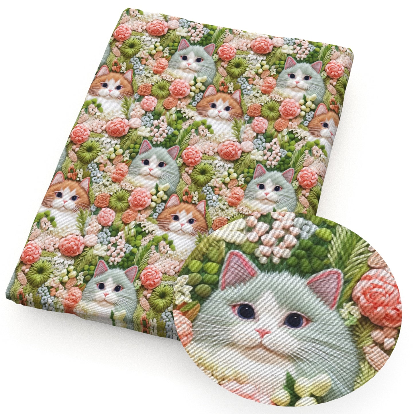 imitation embroidery series flowerfloral cat fabric