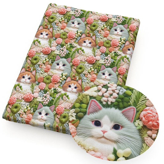 imitation embroidery series flowerfloral cat fabric