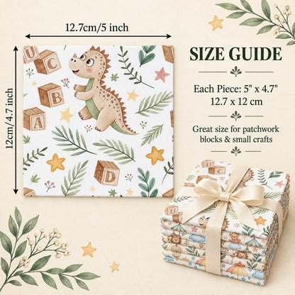 10Pc/Set Animal Series Dinosaurs Lions Bear Moon Umbrella Balloon Cloud Fat Quarter Fabric, Pre-Cut Square Fabric Assort, Fabric Set, Craft Fabric, Handmade DIY Patchwork Fabric,Home Quilting Sewing Fabric, Packaging Fabric, Scrapbooking Craft Hobbyist