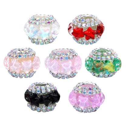 1Pc Faux Rhinestone Acrylic Beads Star Shaped Solid Color Loose Spacer Beads with Hole for Jewelry Making DIY Bracelet Necklace Chain Earrings Charm Bangle Decors Craft Pen Supplies
