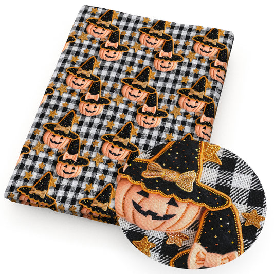 imitation embroidery series halloween star starfish pumpkin plaid fabric