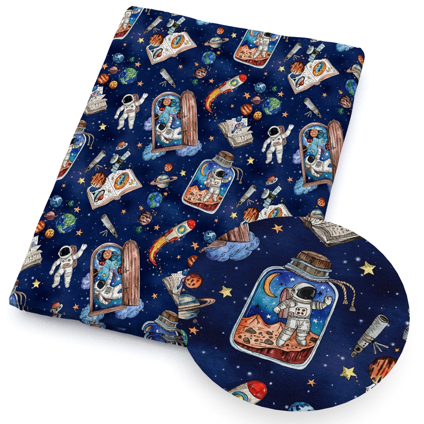 astronaut ing bottle planetsolar systemgalaxy fabric