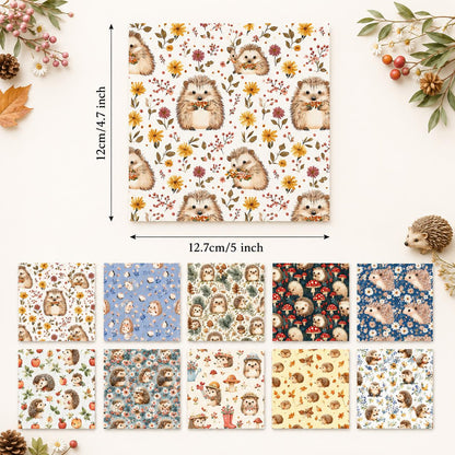 10Pc/Set Flower Hedgehog Series Strawberry Ladybug MushroomFat Quarter Fabric, Pre-Cut Square Fabric Assort, Fabric Set, Craft Fabric, Handmade DIY Patchwork Fabric,Home Quilting Sewing Fabric, Packaging Fabric, Scrapbooking Craft Hobbyist