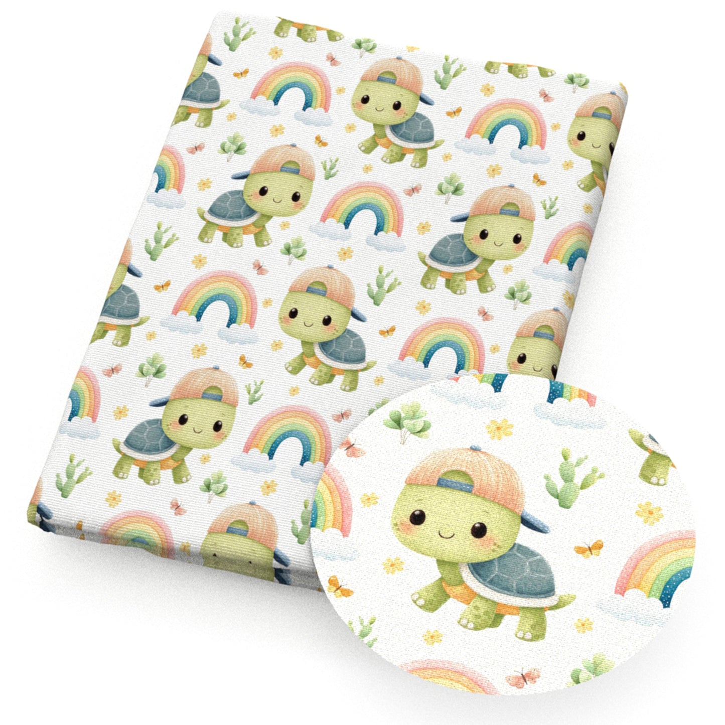 turtle tortoise the cactus rainbow butterfly fabric