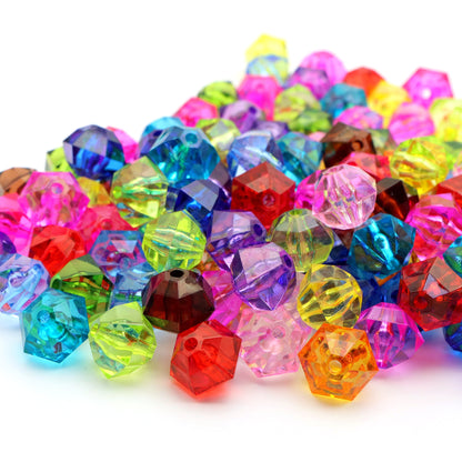 20Pcs Acrylic Transparent Hexagonal Beads Imitation Crystal Beads Loose Beads Diy Handmade Beaded Mobile Phone Chain Bracelet Necklace Making Jewelry Accessories