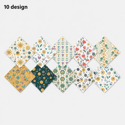 10pcs Charm Pack Set Floral Bird Vintage Style Pattern Handmade DIY with Rich Color and Texture Elements 100% Polyester Patchwork in 10 Design Styles Suitable for Patchwork DIY Craft Projects DIY Wallet Making Gift Giving Bag Making Mother's Day Gift