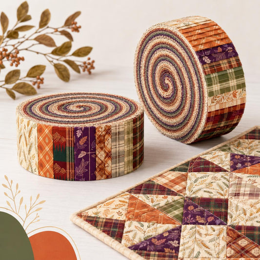 10pcs Vintage Plaid Autumn Pattern Jelly Roll Fabric Strips 2.5X19.7inch Pre-Cut 100% Polyester For Patchwork Quilts, Table Runners, Placemats, Tote Bags, Storage Pouches, Makeup Bags, Coasters, Quilt Blocks & Binding