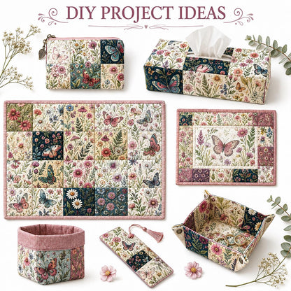 10pcs Charm Pack Set Floral Butterfly Pattern Vintage Style Handmade DIY with Rich Color and Texture Elements 100% Polyester Patchwork in 10 Design Styles Suitable for Patchwork DIY Craft Projects DIY Wallet Making Gift Giving Bag Making Mother's Day Gift