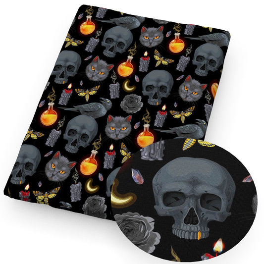 skull ghost skeleton bones halloween fabric