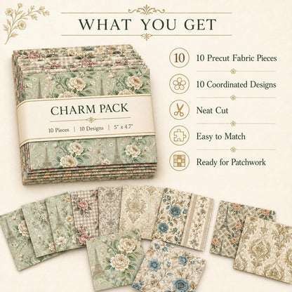 10Pc/Set Flower Series Plaid Fat Quarter Fabric, Pre-Cut Square Fabric Assort, Fabric Set, Craft Fabric, Handmade DIY Patchwork Fabric,Home Quilting Sewing Fabric, Packaging Fabric, Scrapbooking Craft Hobbyist