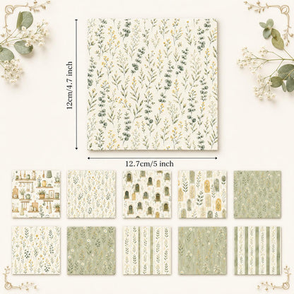 10pcS Charm Pack Set Plant Floral Pattern VIntage Style Handmade DIY With Rich Color and Texture Elements 100% Polyester Patchwork in 10 Design Styles Suitable For Patchwork DIY Craft Projects DIY Wallet Making Gift Giving Bag Making Mother's Day Gift